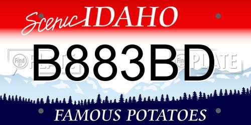 B883BD Idaho License Plate