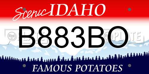 B883BO Idaho License Plate