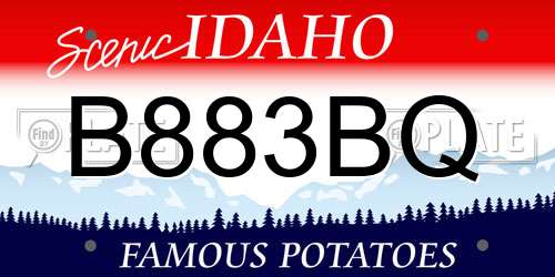 B883BQ Idaho License Plate