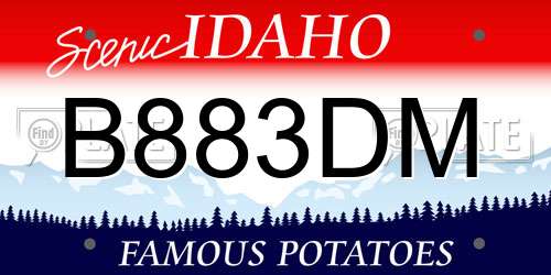 B883DM Idaho License Plate