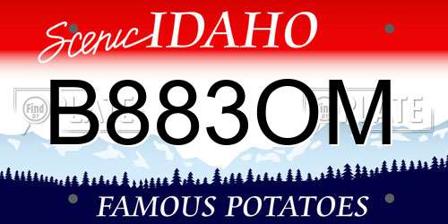 B883OM Idaho License Plate