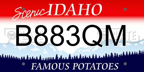 B883QM Idaho License Plate