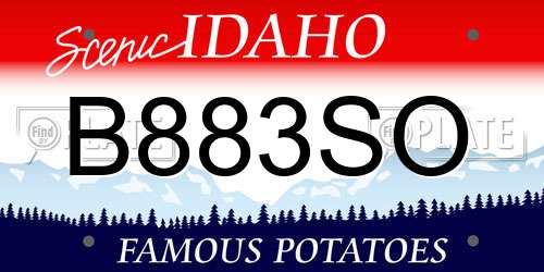 B883SO Idaho License Plate