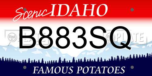 B883SQ Idaho License Plate