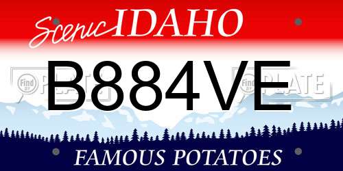 B884VE Idaho License Plate