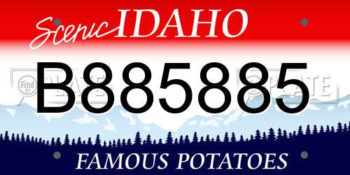 B885885 Idaho License Plate