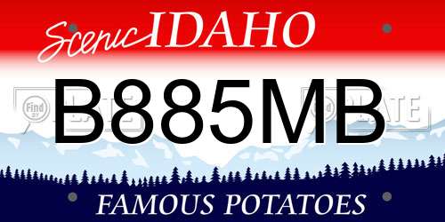 B885MB Idaho License Plate