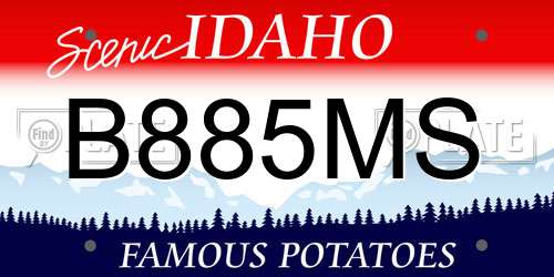 B885MS Idaho License Plate