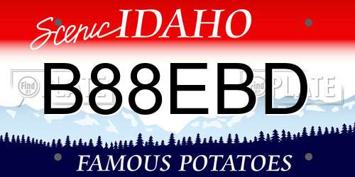B88EBD Idaho License Plate