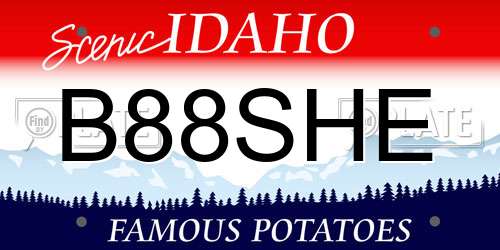 B88SHE Idaho License Plate