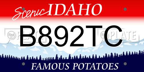 B892TC Idaho License Plate