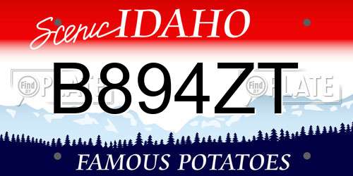 B894ZT Idaho License Plate