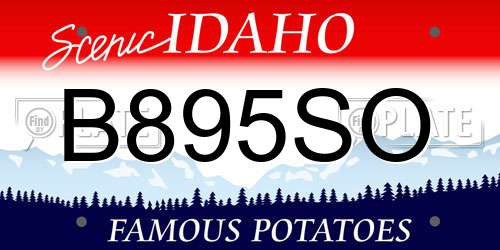 B895SO Idaho License Plate