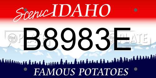 B8983E Idaho License Plate