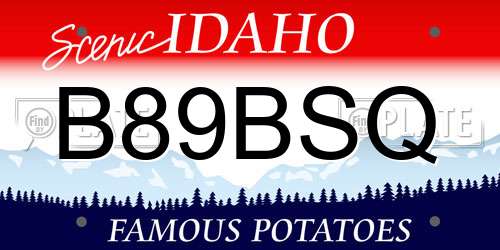 B89BSQ Idaho License Plate