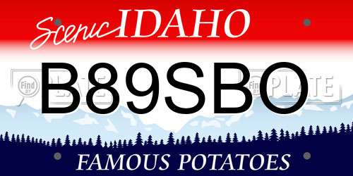 B89SBO Idaho License Plate