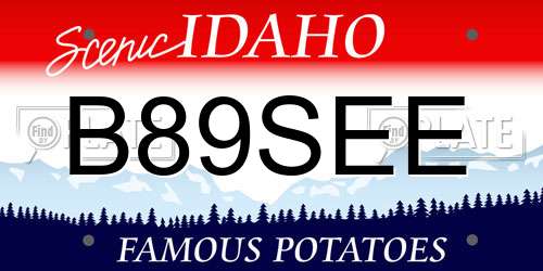 B89SEE Idaho License Plate