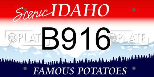 B916 Idaho License Plate