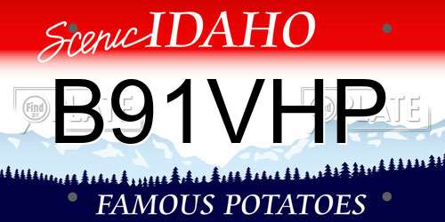 B91VHP Idaho License Plate