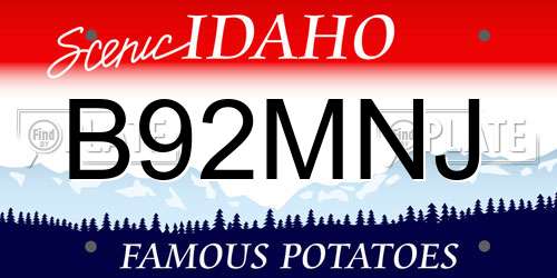 B92MNJ Idaho License Plate