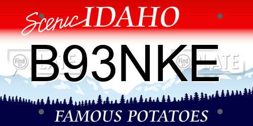 B93NKE Idaho License Plate