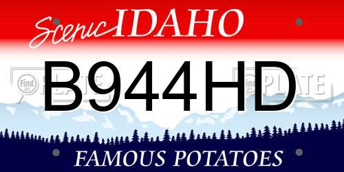 B944HD Idaho License Plate