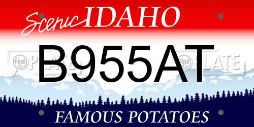 B955AT Idaho License Plate