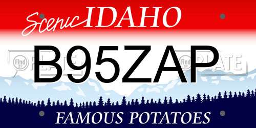 B95ZAP Idaho License Plate
