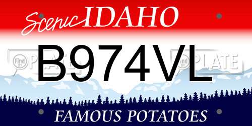 B974VL Idaho License Plate
