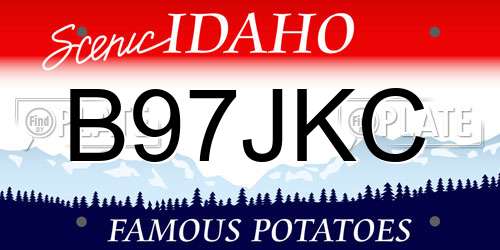 B97JKC Idaho License Plate