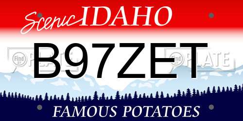 B97ZET Idaho License Plate