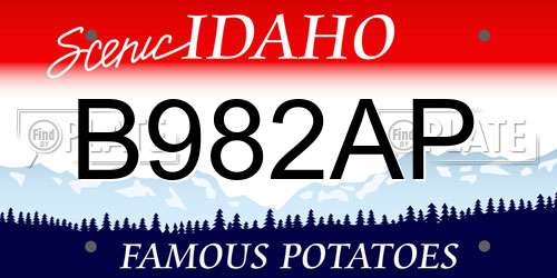 B982AP Idaho License Plate