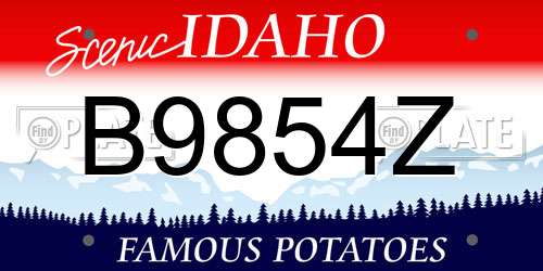 B9854Z Idaho License Plate