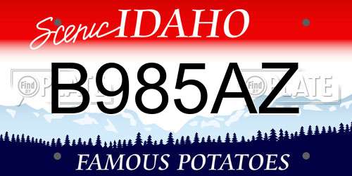 B985AZ Idaho License Plate