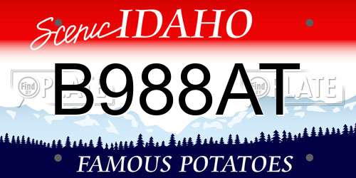 B988AT Idaho License Plate