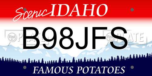 B98JFS Idaho License Plate