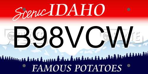 B98VCW Idaho License Plate