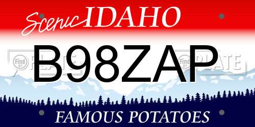 B98ZAP Idaho License Plate