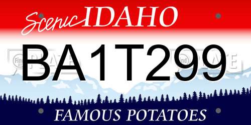 BA1T299 Idaho License Plate