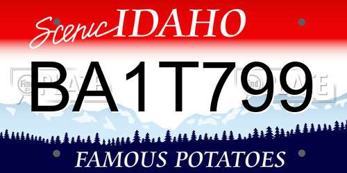 BA1T799 Idaho License Plate