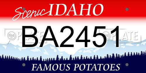 BA2451 Idaho License Plate