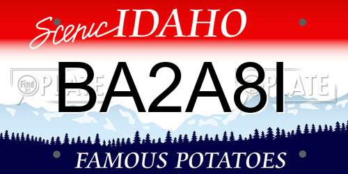 BA2A8I Idaho License Plate