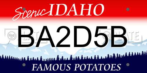 BA2D5B Idaho License Plate