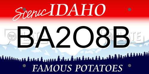 BA2O8B Idaho License Plate