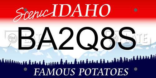 BA2Q8S Idaho License Plate