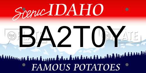 BA2T0Y Idaho License Plate