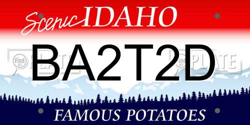 BA2T2D Idaho License Plate