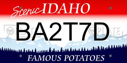 BA2T7D Idaho License Plate