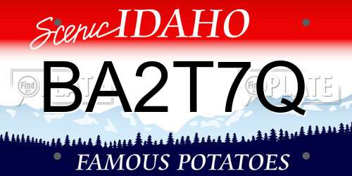 BA2T7Q Idaho License Plate