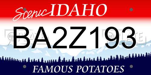 BA2Z193 Idaho License Plate